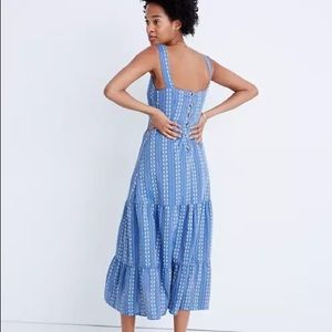 Madewell Embroidered Button-Back Tiered Sundress